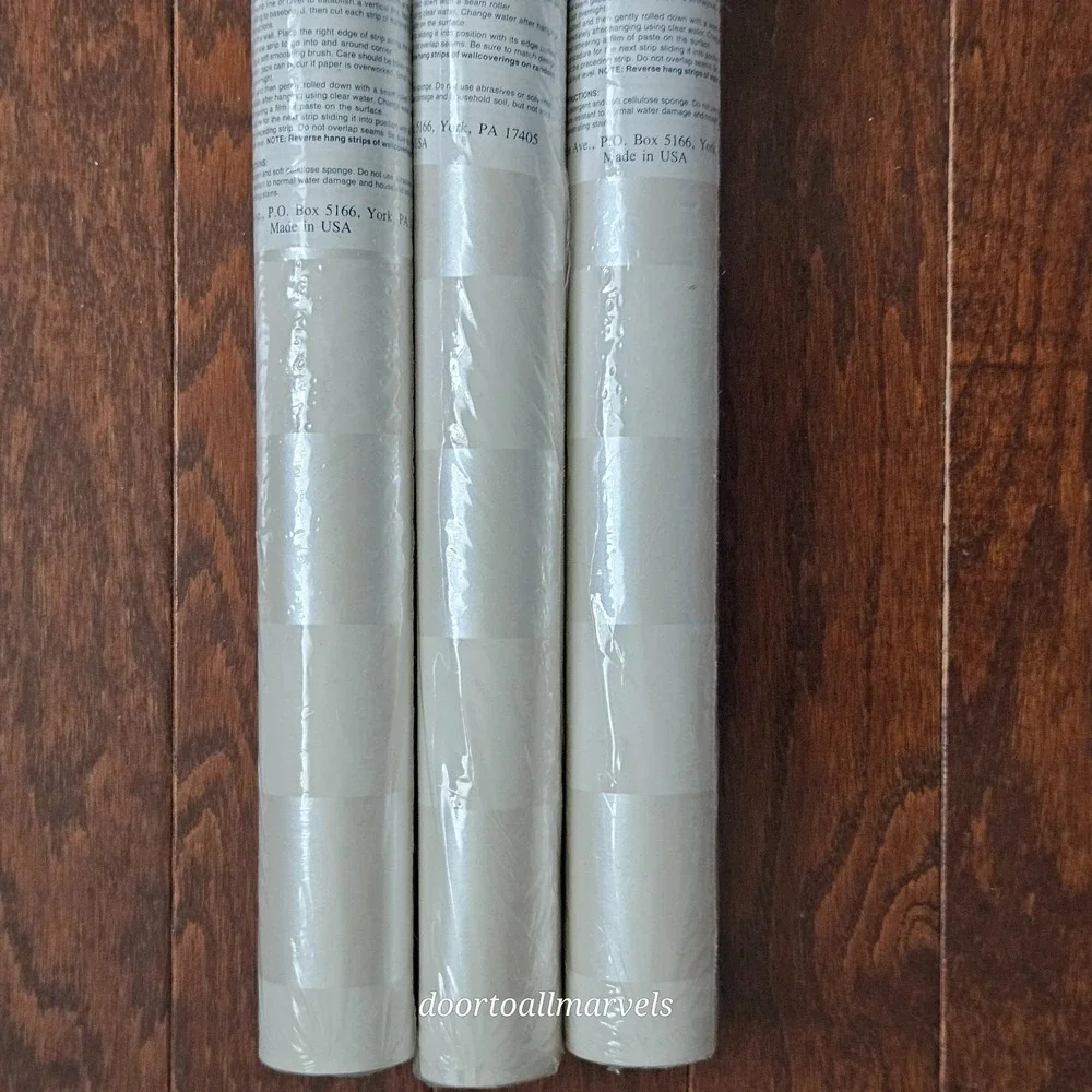 York Wallpaper Ivory Satin Stripe Double Roll Carey Lind BW 6091 R 28 (3) NEW